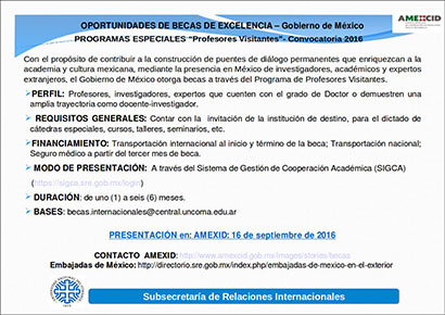 CONVOCATORIA 2016 PARA BECAS DEL GOBIERNO DE MÉXICO